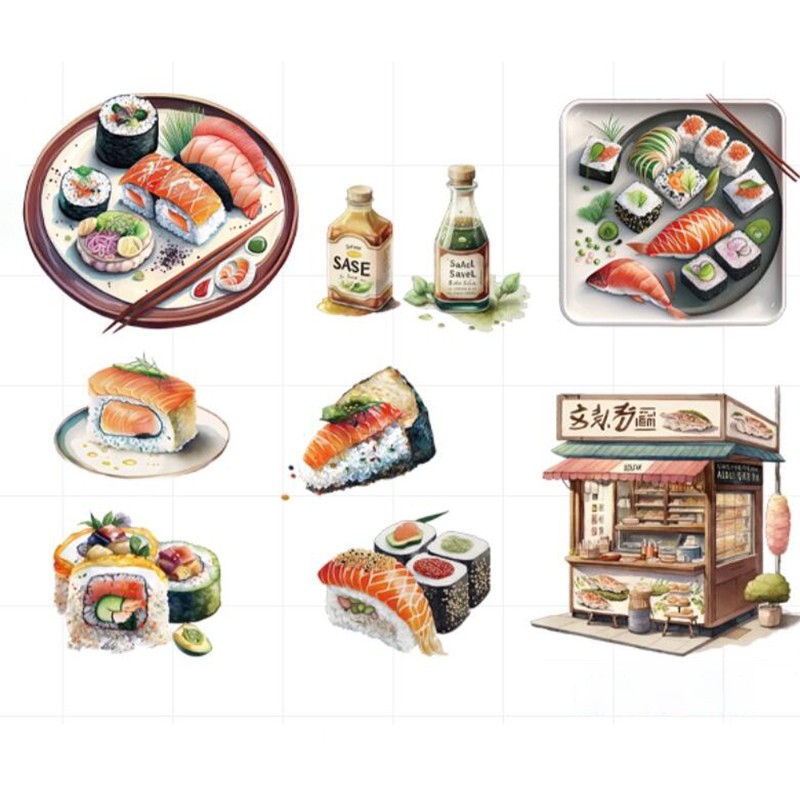 Japanese Food Sushi Sticker 3D - Japanese Lifestyle And Food incelemesi ve fiyatı